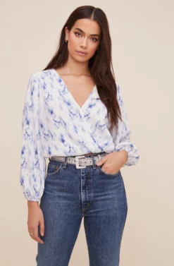 Plisse Tie Dye Long Sleeve Top