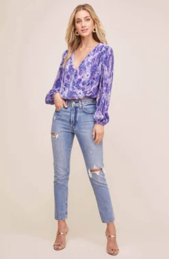 Pleated Surplice Long Sleeve Top -Larana Style Shop AT15081B PINK PURPLE TIE DYE 1 scaled