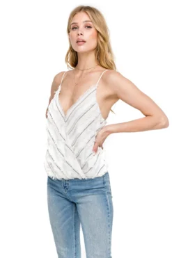 Surplice Eyelash Cami -Larana Style Shop AT15102B IVORY GREY STRIPE 04 scaled