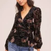 Velvet Burnout Wrap Top
