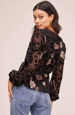Velvet Burnout Wrap Top 11 Velvet Burnout Wrap Top -Larana Style Shop AT15439B BLACK MAUVE FLORAL 4 scaled