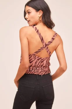 Cross Back Top -Larana Style Shop AT15556B MAUVE ZEBRA PRINT 4