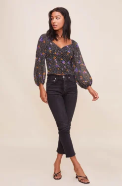 Shirred Long Sleeve Floral Smocked Top -Larana Style Shop AT15780 BLACKPURPLEFLORAL 4 scaled