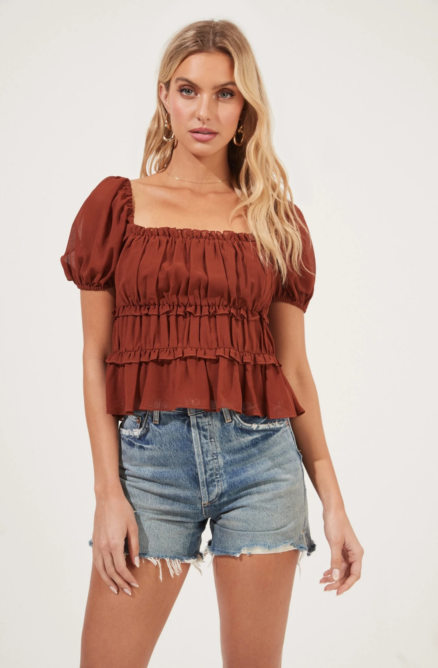 Ruched Ruffle Short Sleeve Top 2 Ruched Ruffle Short Sleeve Top - Image 2