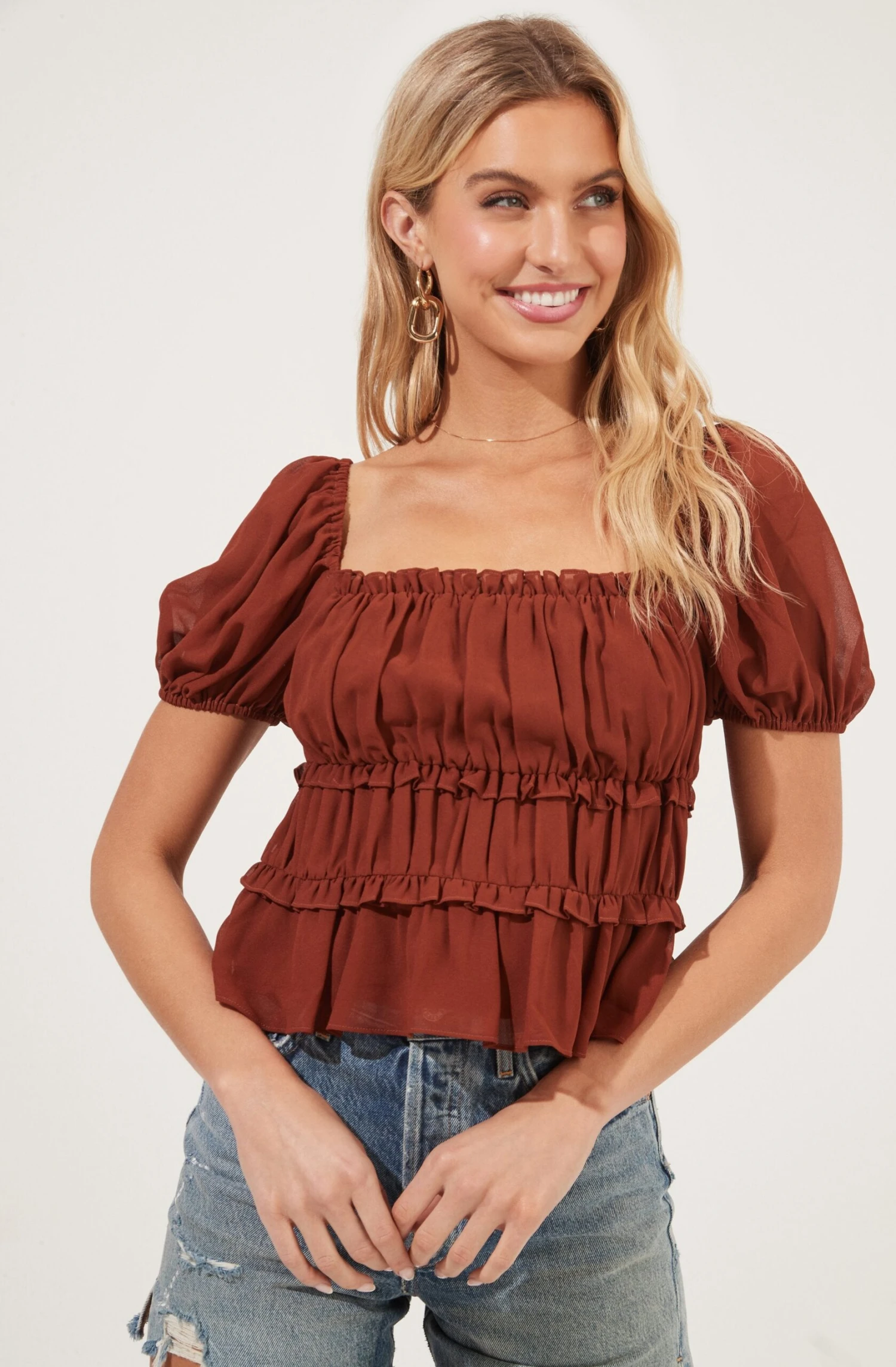Ruched Ruffle Short Sleeve Top 1 Ruched Ruffle Short Sleeve Top