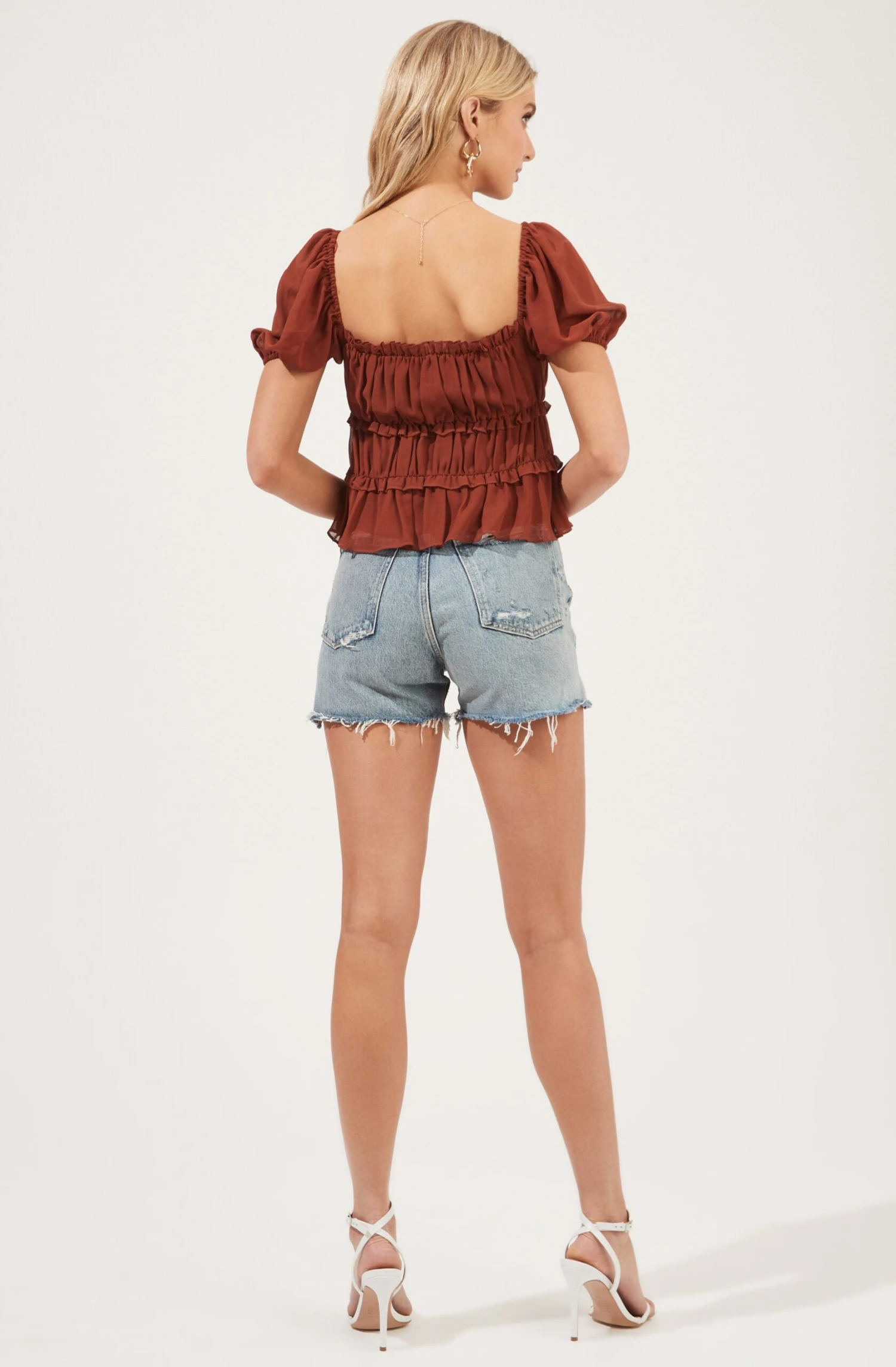 Ruched Ruffle Short Sleeve Top 3 Ruched Ruffle Short Sleeve Top - Image 3