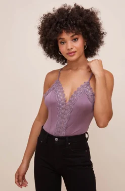Lace Inset Bodysuit -Larana Style Shop AT16124 LAVENDER 3 scaled