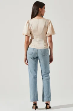 Deep V Balloon Sleeve Top 14 Deep V Balloon Sleeve Top -Larana Style Shop AT16293 CHAMPAGNE 3 scaled
