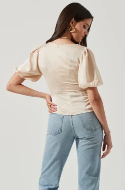 Deep V Balloon Sleeve Top 15 Deep V Balloon Sleeve Top -Larana Style Shop AT16293 CHAMPAGNE 4 scaled