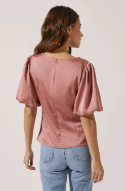 Deep V Balloon Sleeve Top 23 Deep V Balloon Sleeve Top -Larana Style Shop AT16293 DARKBLUSH 4 scaled