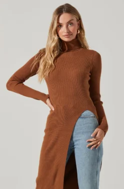 Hi Slit Turtleneck Sweater 17 Hi Slit Turtleneck Sweater -Larana Style Shop AT16295 CAMEL 3 scaled
