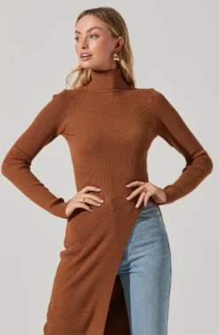 Hi Slit Turtleneck Sweater 19 Hi Slit Turtleneck Sweater -Larana Style Shop AT16295 CAMEL 4 scaled