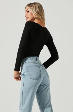 Vivica Asymmetrical Bodysuit -Larana Style Shop AT16618 BLACK 4 scaled