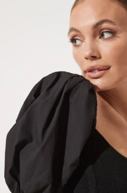 Puff Short Sleeve Top -Larana Style Shop AT16690 BLACK 1038