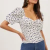Short Sleeve Sweetheart Neck Top
