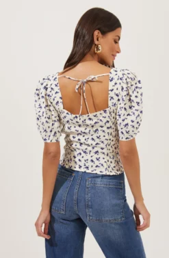 Short Sleeve Sweetheart Neck Top 11 Short Sleeve Sweetheart Neck Top -Larana Style Shop AT16707 CREAM BLUEDITSY 6 scaled