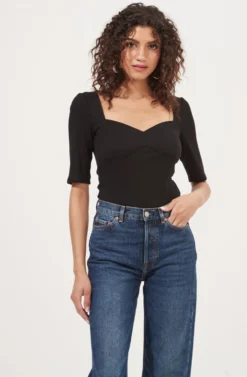 Eliza Sweetheart Neck Bodysuit -Larana Style Shop AT16751 BLACK 2 scaled