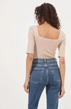 Eliza Sweetheart Neck Bodysuit -Larana Style Shop AT16751 TAUPE 6 scaled