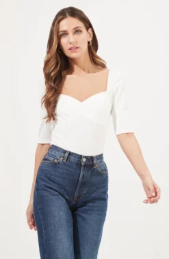 Eliza Sweetheart Neck Bodysuit -Larana Style Shop AT16751 WHITE 3 scaled
