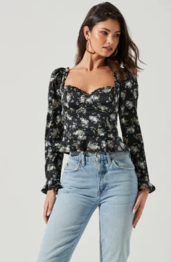 Long Sleeve Sweetheart Cinch Bust Floral Top -Larana Style Shop AT17195 BLACKBLUEFLORAL 0416 0cecfa03 c7eb 4bb7 9447 3504db83ffcd scaled