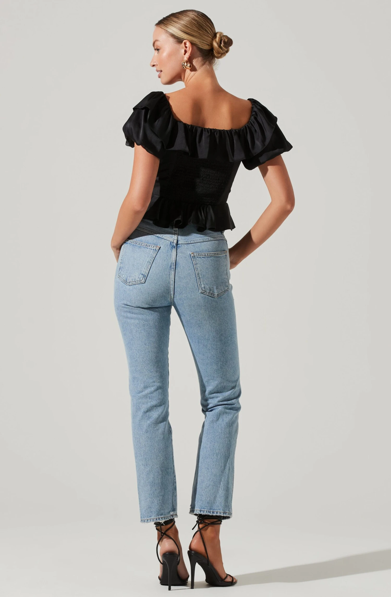 Satin Bubble Sleeve Top 4 Satin Bubble Sleeve Top - Image 4