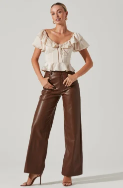 Satin Bubble Sleeve Top 21 Satin Bubble Sleeve Top -Larana Style Shop AT17259 CREAM 1 scaled