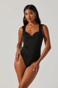 U Hardware Tie Back Sweetheart Bodysuit -Larana Style Shop AT17293 BLACK 3 scaled