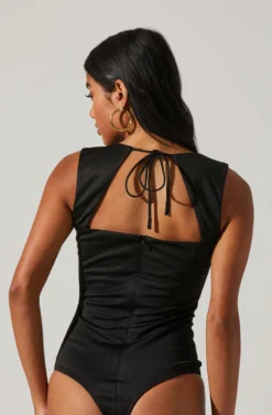 U Hardware Tie Back Sweetheart Bodysuit -Larana Style Shop AT17293 BLACK 5 scaled