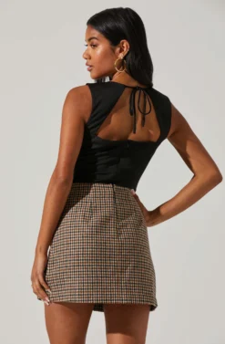 U Hardware Tie Back Sweetheart Bodysuit -Larana Style Shop AT17293 BLACK 6 scaled