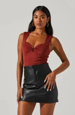 U Hardware Tie Back Sweetheart Bodysuit -Larana Style Shop AT17293 RUST 2 scaled