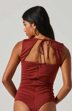 U Hardware Tie Back Sweetheart Bodysuit -Larana Style Shop AT17293 RUST 5 scaled