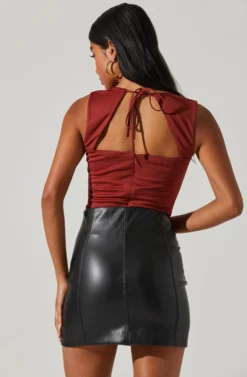 U Hardware Tie Back Sweetheart Bodysuit -Larana Style Shop AT17293 RUST 6 scaled