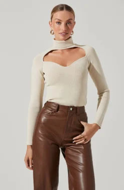 Sweetheart Turtleneck Long Sleeve Top -Larana Style Shop AT17392 CREAM 2 scaled