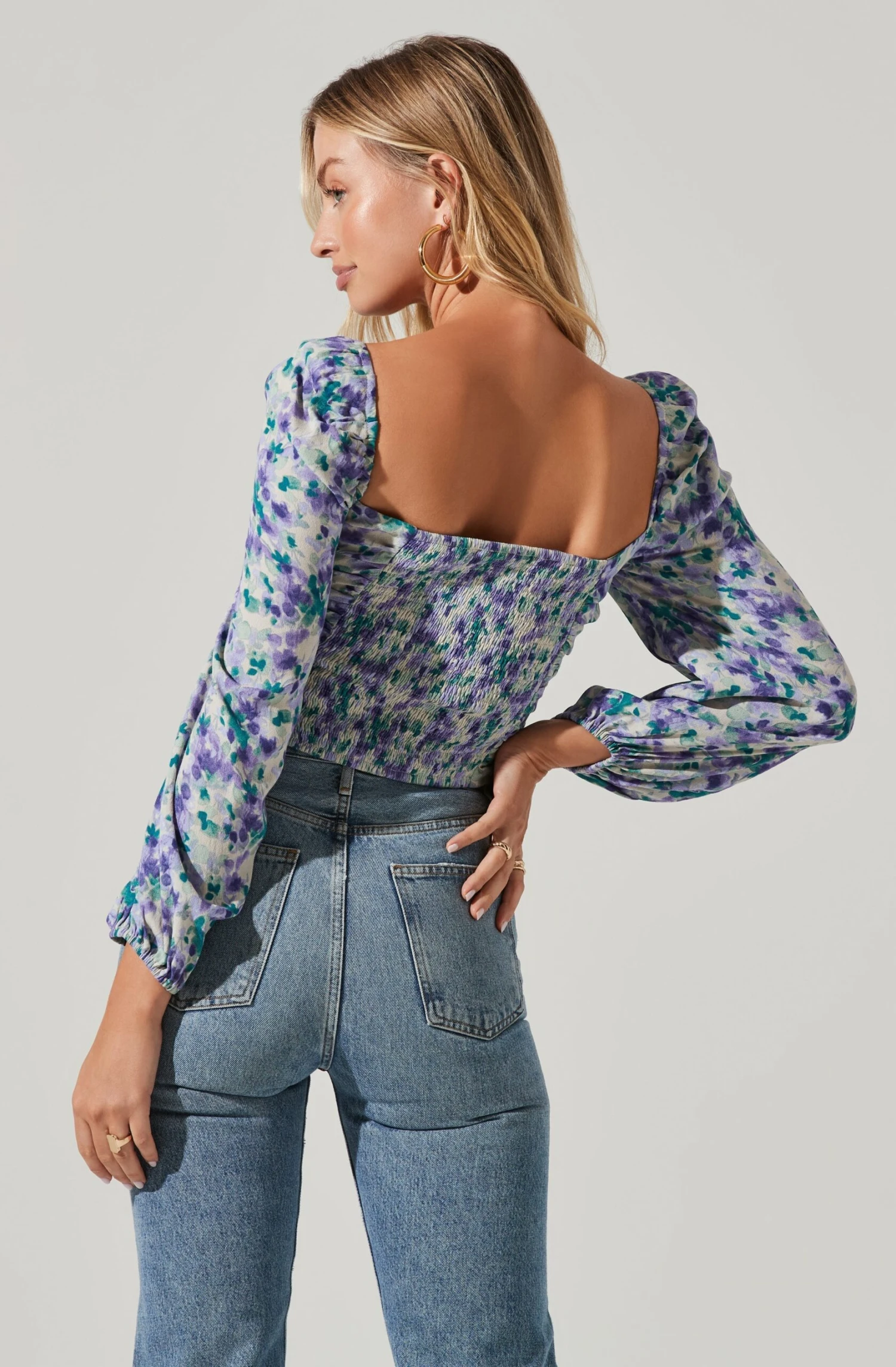 Floral V Wire Printed Long Sleeve Top 5 Floral V Wire Printed Long Sleeve Top - Image 5
