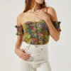 Off Shoulder Floral Ruffle Corset Top