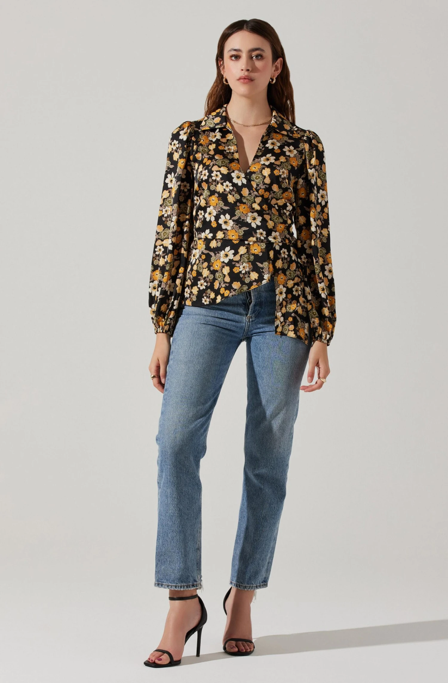 Asymmetrical Collared Floral Wrap Top 8 Asymmetrical Collared Floral Wrap Top - Image 8