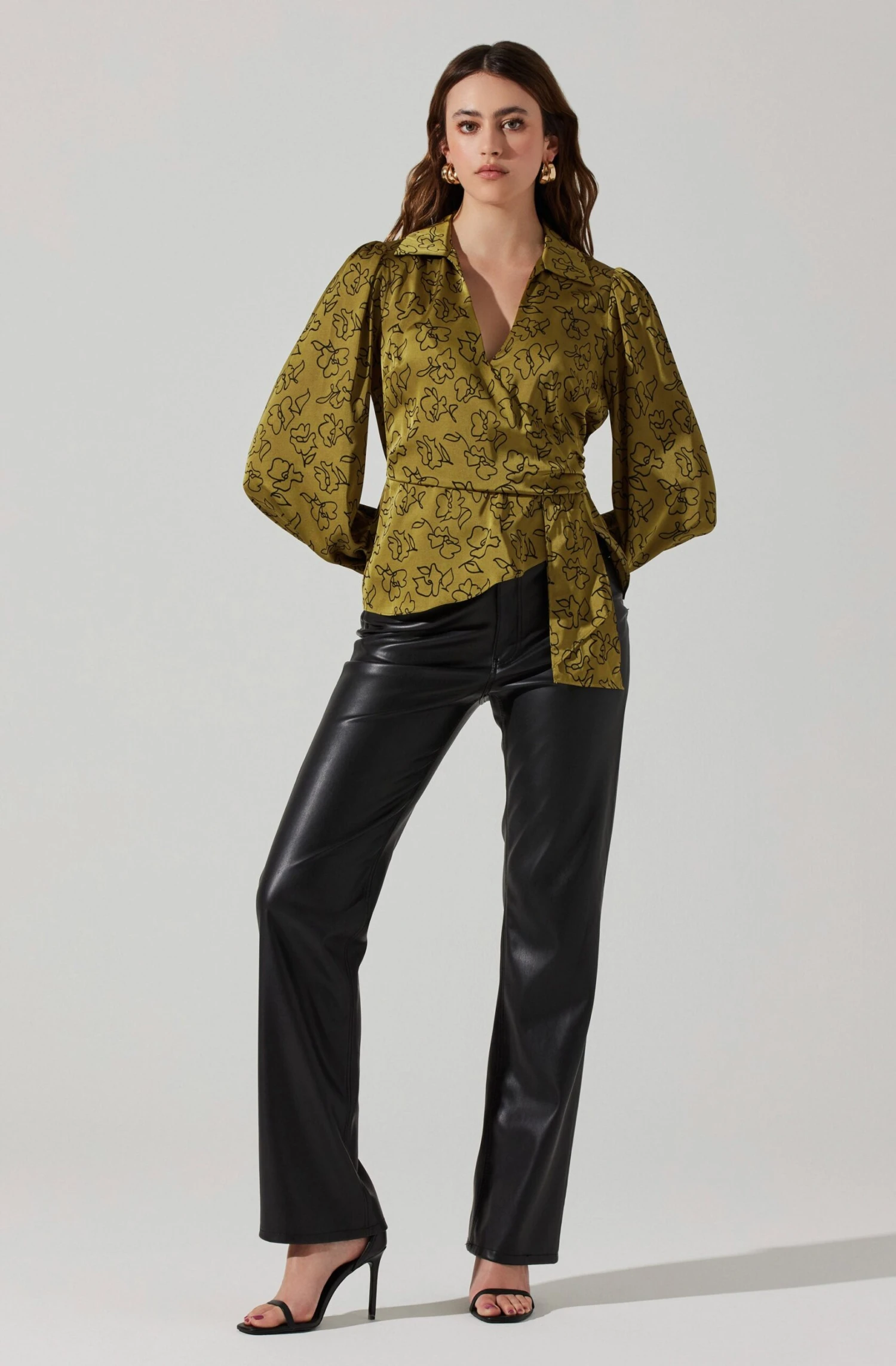 Asymmetrical Collared Floral Wrap Top 2 Asymmetrical Collared Floral Wrap Top - Image 2