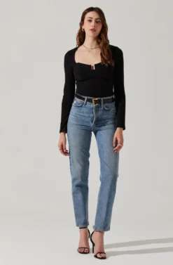 Long Sleeve Cupped Bust Knit Top -Larana Style Shop AT17996 BLACK 2 scaled