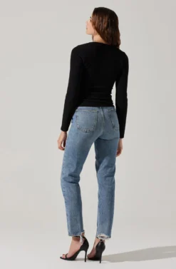 Long Sleeve Cupped Bust Knit Top -Larana Style Shop AT17996 BLACK 5 scaled