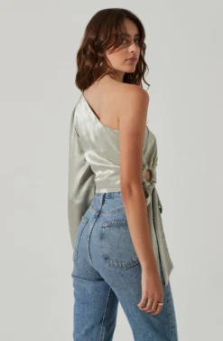 One Shoulder Side Tie Long Sleeve Top -Larana Style Shop LT17210 FCI MINTMOJITO 5 scaled