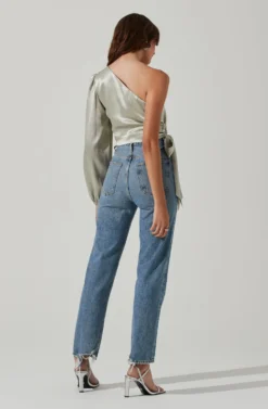 One Shoulder Side Tie Long Sleeve Top -Larana Style Shop LT17210 FCI MINTMOJITO 6 scaled