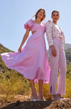 Winley Puff Sleeve Cutout Midi Dress -Larana Style Shop Shoot 1510 scaled